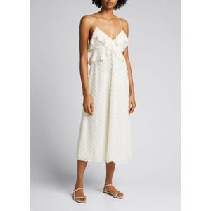 ZIMMERMANN Chiffon Jacquard Midi Slip Dress In White size 3 (US 10)